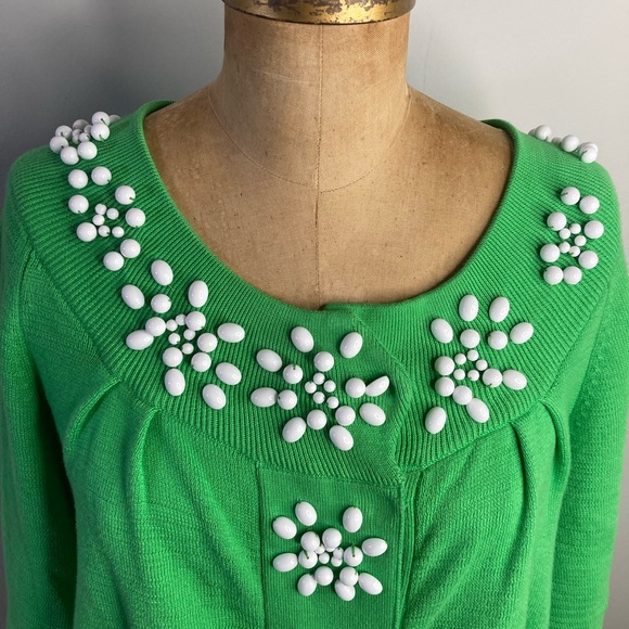 Pretty Lime Green Beaded Milly If New York Sweater - Picture 3 of 6